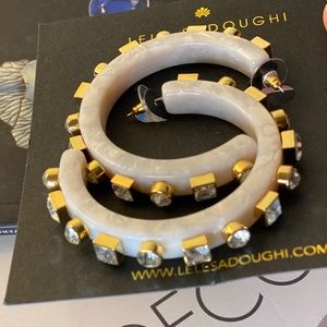 ♥️ Lele Sadoughi Crystal Block Hoops